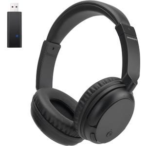Wireless Bluetooth Headphone Over Ear, Bluetooth Transmitter for TV,PC,3.5mm Audio Device, Wired and Wireless Headset (Black)