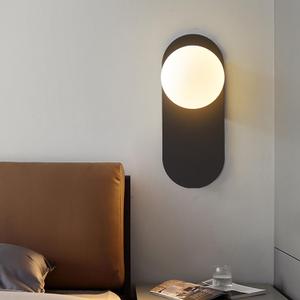 Black Globe Wall Light,Art Deco Flush Mount Glass Sconce Indoor,Minimalist Kitchen Light Fixture,Vintage Style Wall Lamp for Hallway Living Room and Office