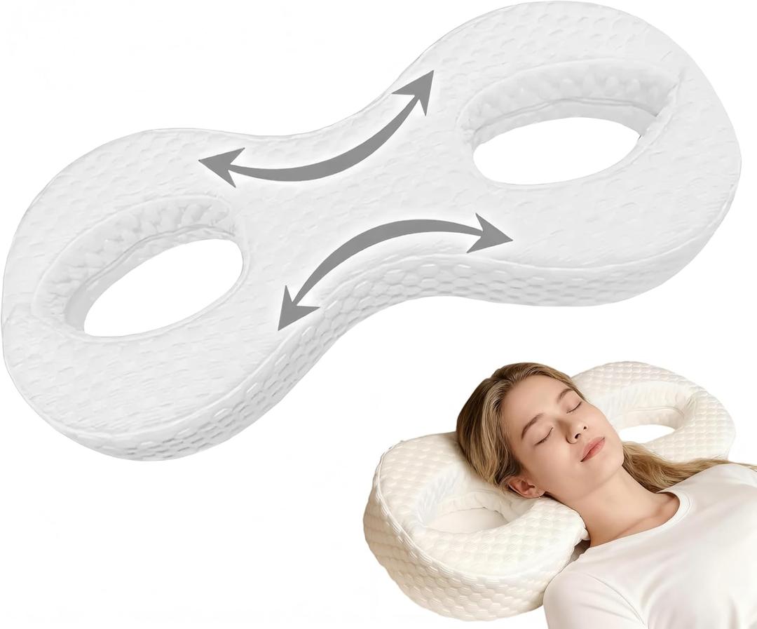 FITHUGOO Face Pillow for Wrinkles, Anti Wrinkle Pillow for Beauty Sleep, Memory Foam Side Sleep Beauty Pillow for Protect Your Hair and Skin (White)