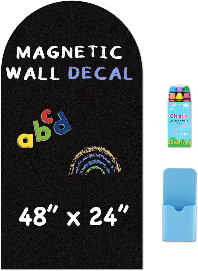 Arch Magnetic Wall Decal - 48" x 24" Matte Finish Chalkboard Sticker for Wall - Magnetic Board for Playroom, Home Classroom(Black)