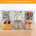 Zero Zoo 1Pack Large Stackable Kitchen Storage Drawers, Clear Foods Organizer Bins with Handles, Easily Assemble for Bathroom, Kitchen, Pantry, Cabinet, Closet(XL-UP Handle)