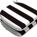 LVTXIII Outdoor Chair Cushions Set of 2, Patio Seat Cushions D16xW17 Inch with Ties for Patio Furniture Chairs Home Garden Use, Cabana Black