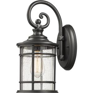 Emliviar Modern Outdoor Wall Lantern - Exterior Carriage Light for Garage Front Porch with Seeded Glass Shade, 15.5 Inch Height, Black Finish, XE229B BK