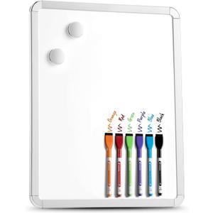 kedudes 11x14 Magnetic Dry Erase White Board - Mini Refrigerator Whiteboard Set - Lightweight Small Personal Memo Boards with 6 Markers - Smooth Surface and Eraser Caps - Fridge and Wall Mountable