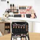 Relavel Travel Makeup Train Case Makeup Cosmetic Case Organizer Portable Artist Storage Bag with Adjustable Dividers for Cosmetics Makeup Brushes Toiletry (medium black)