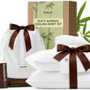 Bedsure King Size Sheets Set, Bamboo Viscose Sheets, Rayon Cotton Blend, GentleSoft, Breathable, Deep Pocket Up to 18 Inches, Hotel Luxury Bedding for Hot Sleepers, White