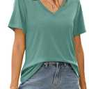 XIEERDUO Womens T Shirts V Neck Summer Tops Basic Short Sleeve Shirts 2 Pack/3 Pack (S)