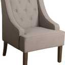 Homepop Home Decor | Upholstered Tufted Swoop Arm Accent Chair | Accent Chairs for Living Room & Bedroom | Decorative Home Furniture (Tan)