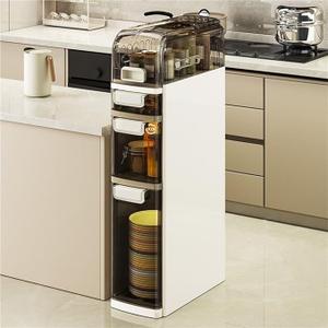 Seeday 3 Tier Slim Bathroom Storage Cabinet, Narrow Organizer with Wheels and Toilet Paper Holder, Waterproof, No Assembly Required, Perfect for Small Spaces in Bathroom, Kitchen and Bedroom