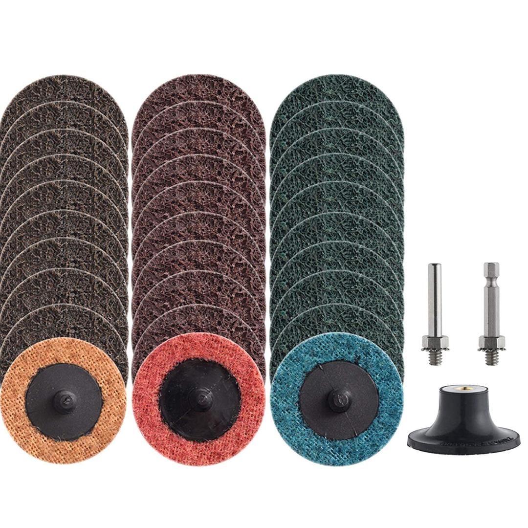 30Pcs 2inch Nylon Quick Change Sanding Discs Set, with 1/4" Holders, Die Grinder Surface Conditioning Burr Rust Paint Removal