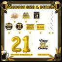 21st Birthday Decorations for Him Men,Black Gold Glitter Cheers to 21 Years Banner Triangle Flag Banner 21st Bday Hanging Swirls Number 21 Balloon Cake Topper Happy 21st Birthday Party Supplies Kit
