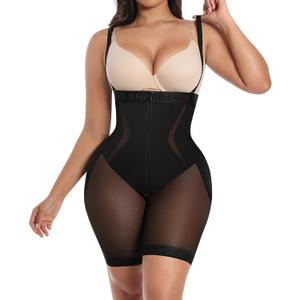 SHAPELLX Fajas Colombianas Shapewear for Women Tummy Control Postpartum Faja Body Shaper Butt Lifting Shorts Bodysuit (Black, XXL)