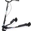 Swing Wiggle Scooter, 3 Wheels Drifting Folding Kick Scooter with 4-Level Adjustable Height/Foldable for Kids/Woman/Men Age 6+ Years Old (Black)