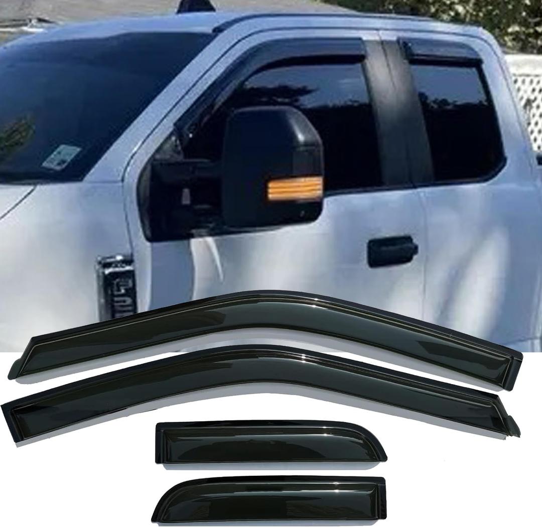 Window Visors Rain Guards for 15-24 Ford F-150 Extended Cab, for 17-24 Ford F-150 Raptor F-250 F-350 F-450, 17-22 F-550 SD Super Cab Side Window Deflectors Vent Visor Sun Shade