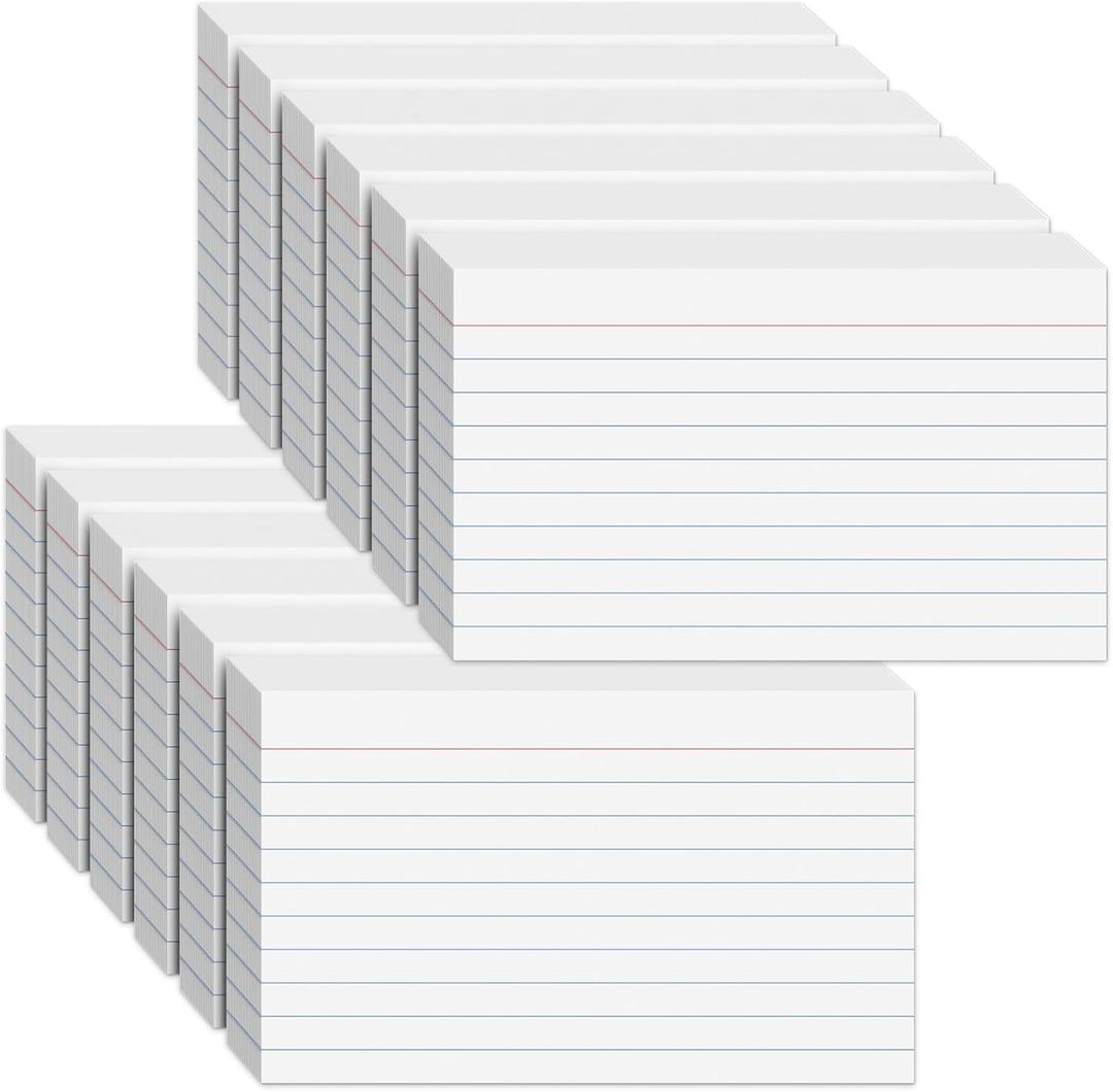 600PCS Index Cards 3 x 5 Inch, White Flash Cards, Lined Flashcards Notecards, Flash Cards for Studying, Ruled Front and Blank Back, Note Cards for Office, Home and School