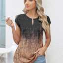 Kistore Women's Summer Casual V Neck Tank Tops Cap Sleeve Loose Fit Blouses Tunic Shirts (Medium, B-orang Background Gray Leopard)