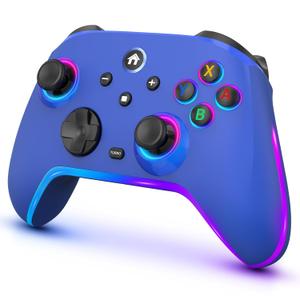 Wireless Switch Controllers for Nitendo Switch/OLED/Lite, 1200mAh Switch Pro Controller with 10 Color Light Modes, Rechargeable Switch Turbo Control with Turbo, Vibration, 6-Axis Gyro, Wake Up (Blue)