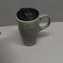 Bosmarlin Ceramic Travel Coffee Mug with Handle and Lid, 18 oz, Portable Coffee Cup for Car Cup Holder, Microwave and Dishwasher Safe, Reactive Glaze (Pale Green)