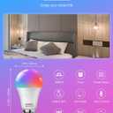 Smart Light Bulbs, WiFi & Bluetooth 5.0, Work with Alexa Google Assistant, App Control, Color Changing LED Bulb,E26 800LM Dimmable RGB Lights, Smart Home Lighting, Dimmable, 4Pack with Remote