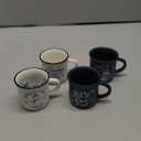 Lallisa 4 Pcs Winter Christmas Coffee Mugs with Ribbon Ceramic Mug Gift Hot Cocoa Mini Coffee Cups Holiday Mugs Tiered Tray Decoration with Handle for Kitchen Farmhouse Home Housewarming Centerpieces