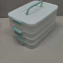 Splotiva 4 Layers Storage Container, 1.61'' ExtraHigh Layer, Cookie Carrier, Dumpling Box, Stackable Food Container (White & Mint Green)