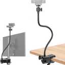 Khazylorr Webcam Stand, Webcam Mount Gooseneck Arm with Phone Holder Web Camera Stand Desk Mount Clip Clamp for Logitech Webcams C922 C930e C920S C920 C615 C960 C920x BRIO 4K NexiGo N60 and More