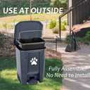 tebiete Dog Poop Trash Can Outdoors Pet Waste Station with Lid Dog Waste Disposal Container with Removable Inner Bin Bucket Hands-Free Pedal Garden Yard Home with 5Rolls Waste Bags, Grey