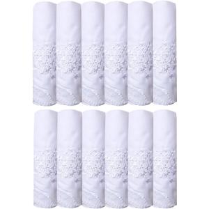 La closure Ladies White Hankies Cotton Embroidery Lace Wedding handkerchiefs