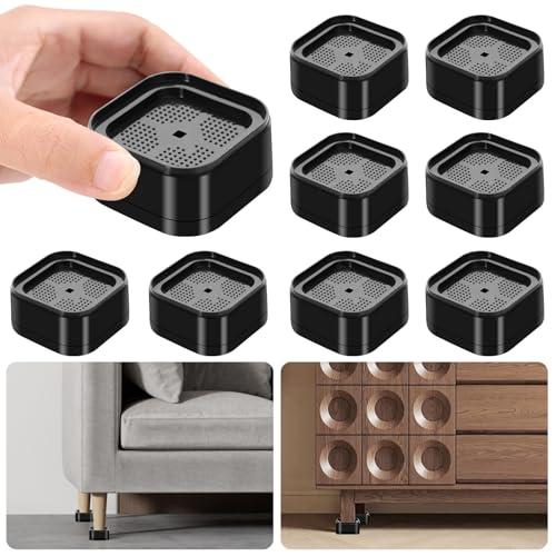 Hnndlra 8 Pack Furniture Risers Adjustable Bed Risers Heavy Duty Lifts Height 1 or 2 Inch, Square Stackable Bed Risers 1 or 2 Inch for Desk Leg Table Couch Sofa Chair Bed Frame Legs Dorm, Black