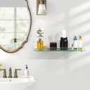20 Inches Glass Shelves for Bathroom, Brushed Gold Floating Glass Shelf Stainless Steel Tempered Glass Bathroom Shelves for Wall Mount Modern