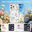 MILPROX Compatible with iPhone 17 Pro Max Flowers Case 6.9 inch - Cute Floral Pattern Design for Women Girls - Slim Clear Elegant Pretty Aesthetic Classy Exquisite Retro Girly Phone Cover - Garden