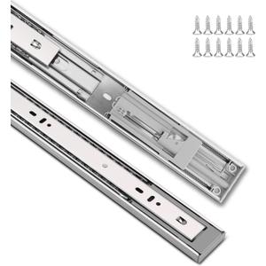2 Pairs 20 Inch Soft Close Drawer Slides Heavy Duty Side Bottom Mount Rails, Ball Bearing Full Extension Dresser Kitchen Cabinet Drawer Slide, 100 Lbs Load Capacity