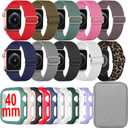 10 Pack Nylon Stretchy Band Compatible with Apple Watch Bands 40mm 41mm 42mm 44mm 45mm 46mm for Women Men, Watch Case(Compatible for Apple Watch Series 11 10 9 8 7 6 5 4 3 SE/2