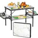 Titanker Folding Camping Table 3ft, Folding Picnic Table, Large Camp Table Portable with Extra Side Racks & Storage Net, Outdoor Patio Table, RV/Car Camping Essentials, Aluminum Light & Solid