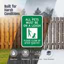 SmartSign All Pets Must Be On Leash Sign - 2 Pack, Please Clean Up After Your Pet Sign, 18 x 12 inch, 2mm Thick Aluminum Composite, Green and White, Made in USA