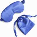[1 Pack] QSYW Sleep Masks, Satin Eye Mask for Sleeping - Silky Eye Masks Bulk with Storage Bag & Elastic Strap,Blue