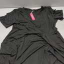 DouBCQ Women's Casual Flowy Pleated Loose Dresses with Pockets (Black, XL)