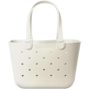 Simple Modern Large Beach Bag | Waterproof Getaway Rubber Tote with Zipper Pocket for Travel, Pool, Boat, Groceries, Sports | Cream