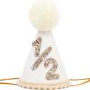 Girl/Boy 1/2 Birthday Hat - 6 Months Birthday Decorations,1/2 Way To One Decoration,1/2 Way To One Decoration, Beige