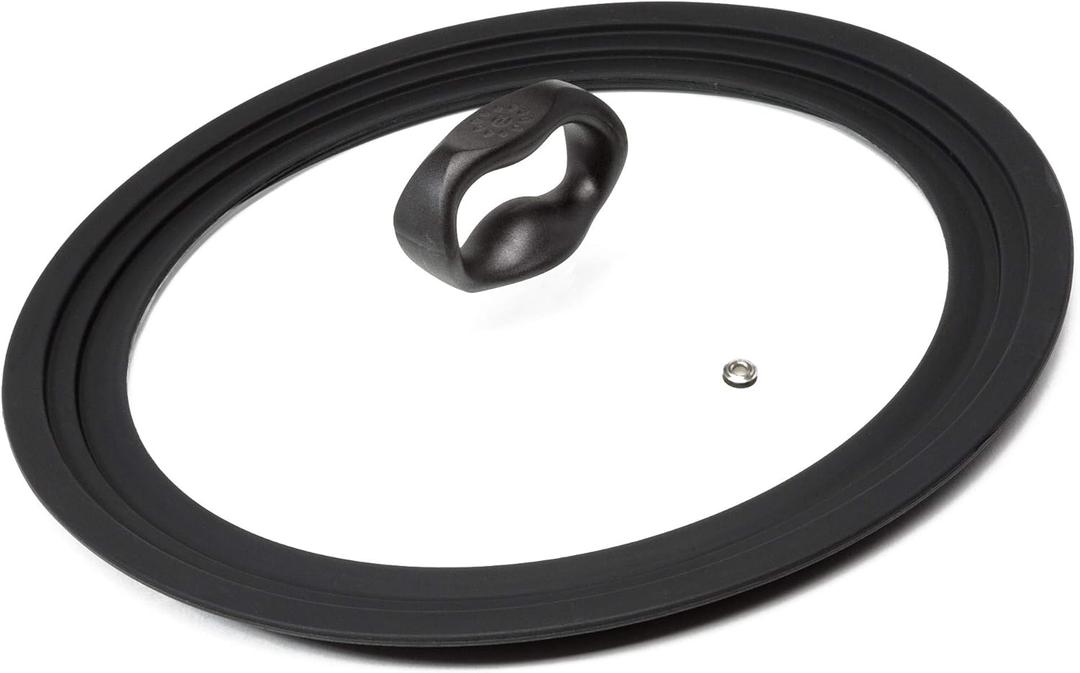 Ecolution Universal Lid for Pots and Pans, Fits 9.5-Inch to 12-Inch Cookware, Tempered Glass Replacement Lid with Heat Resistant Silicone Edge, Dishwasher Safe, Made without BPA, Large, Black