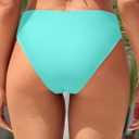 Zmart Women V Cut Cheeky Bikini Bottoms - Mid Waist High Cut Swim Bathing Suit Bottoms V Front Swimsuit,Medium
