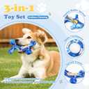 Furdog 3Pack Dog Toys for Aggressive Chewers Dog Chew Toy Tough Dog Toys to Keep Them Busy Bacon Flavor Teething Chew Toys & Dental Health for Large Medium Small Breeds (Blue)