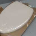 Mayfair Padded Toilet Seat, Cushioned Soft Vinyl over Wood Core Seat, Secure Hinges, Easy Clean, Made in USA, Elongated, Bone