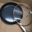 Blue Diamond 12" Nonstick Frying Pan with Lid, Diamond Infused PFAS & PTFE-Free Ceramic Skillet, Dishwasher & Oven Safe, Stay Cool Handle, Durable Non Toxic Metal Utensil Safe, Glass Lid, Blue