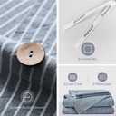 JELLYMONI Cotton Duvet Cover Full Size - Blue Vertical Pinstriped Comforter Cover with Button 100% Washed Cotton 3PCS Breathable Soft Solid Bedding Set Duvet Cover 8090in & 2 Pillowcases