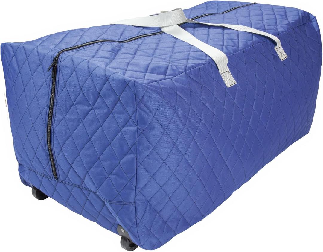 Jumbo (100 Gallon) Quilted Wheeled Blue Storage Bag and Travel Duffel, Storage for Outdoor Patio, Garage, Closet, and Moving Bags by Simple Living Solutions