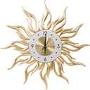 Modern Starburst Wall Clock Sunburst Clock Metal Decorative Wall Clock Silent Non-Ticking Big Gold Clocks Large Home Decorations for Living Room,Bedroom, Office-23.6inch