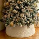 Christmas Tree Collar, Knit White Rustic Farmhouse Christmas Tree Skirt,Adjusted Christmas Tree Base Cover for Artificial Trees for 6ft 6.5 ft 7ft 7.5ft Tree