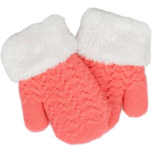 Winter-Kids-Mittens for Toddlers 2-6 Years - Windproof & Fleece Lined Knit Snow Gloves, Soft Warm Gloves for Boys-Girls (Pink)