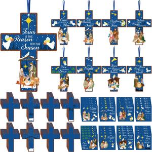 Watersay 48 Set Easter Crafts Religious Easter Cross Kit Christian DIY Paper Crafts Make Your Own Cross Ornament for Sunday School Christmas Church Classroom Activities